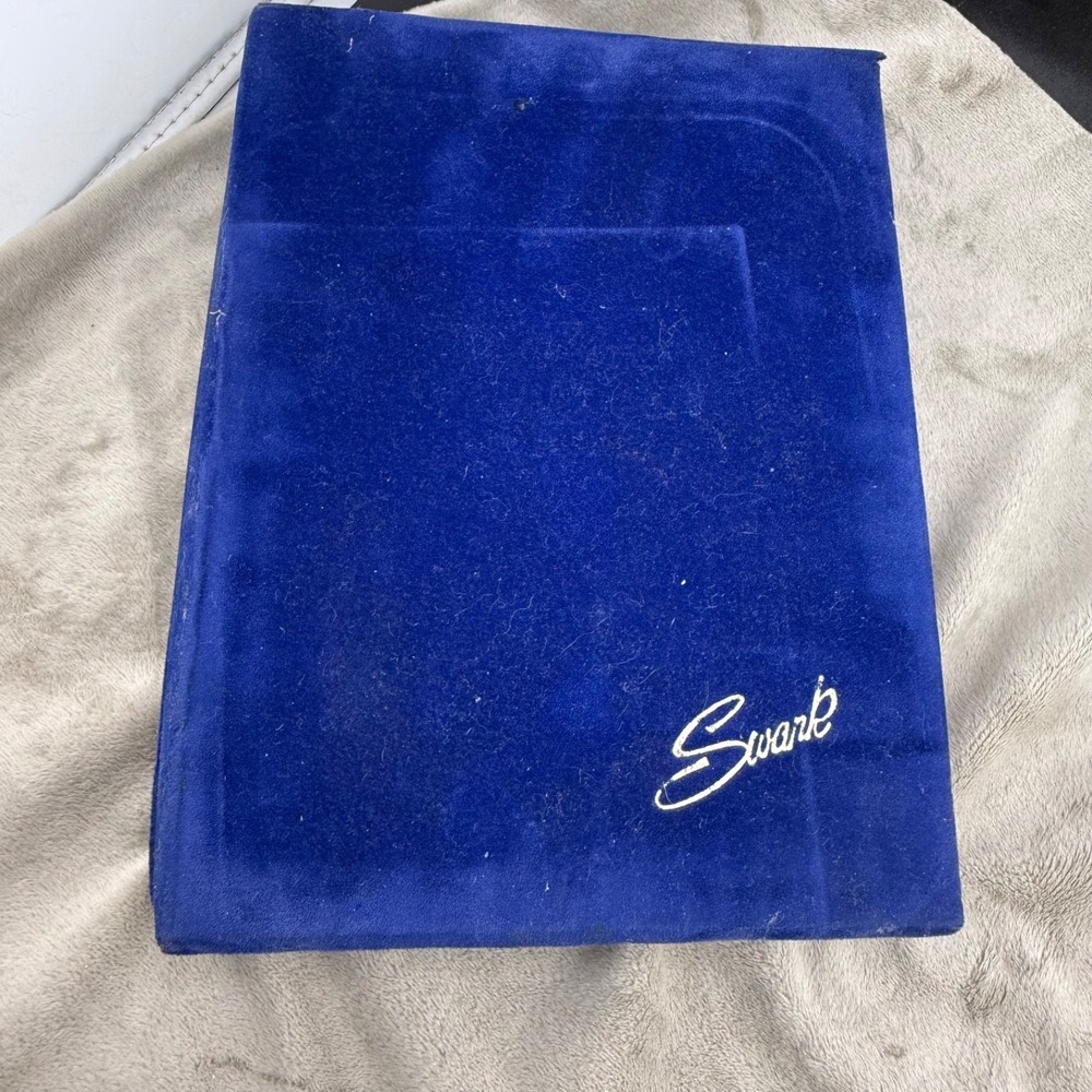 Vintage Empty Swank Display Case Blue Velvet 9"x 6.5"